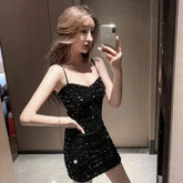 BXOXO Spring New Glitter Tank Dress Women's Elegant Versatile Base Layer Outer Wear Tightening Sexy Smooths Your Silhouette